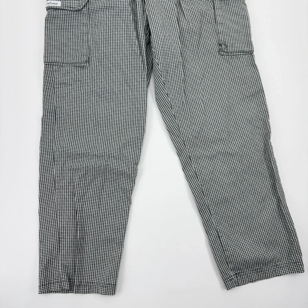 Chefwear Mens Houndstooth Cargo Chef Pants Black White Check CW3200 Size M
